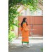 Boho Style Embroidered Loong Dress "Summer Birds" Orange/Green